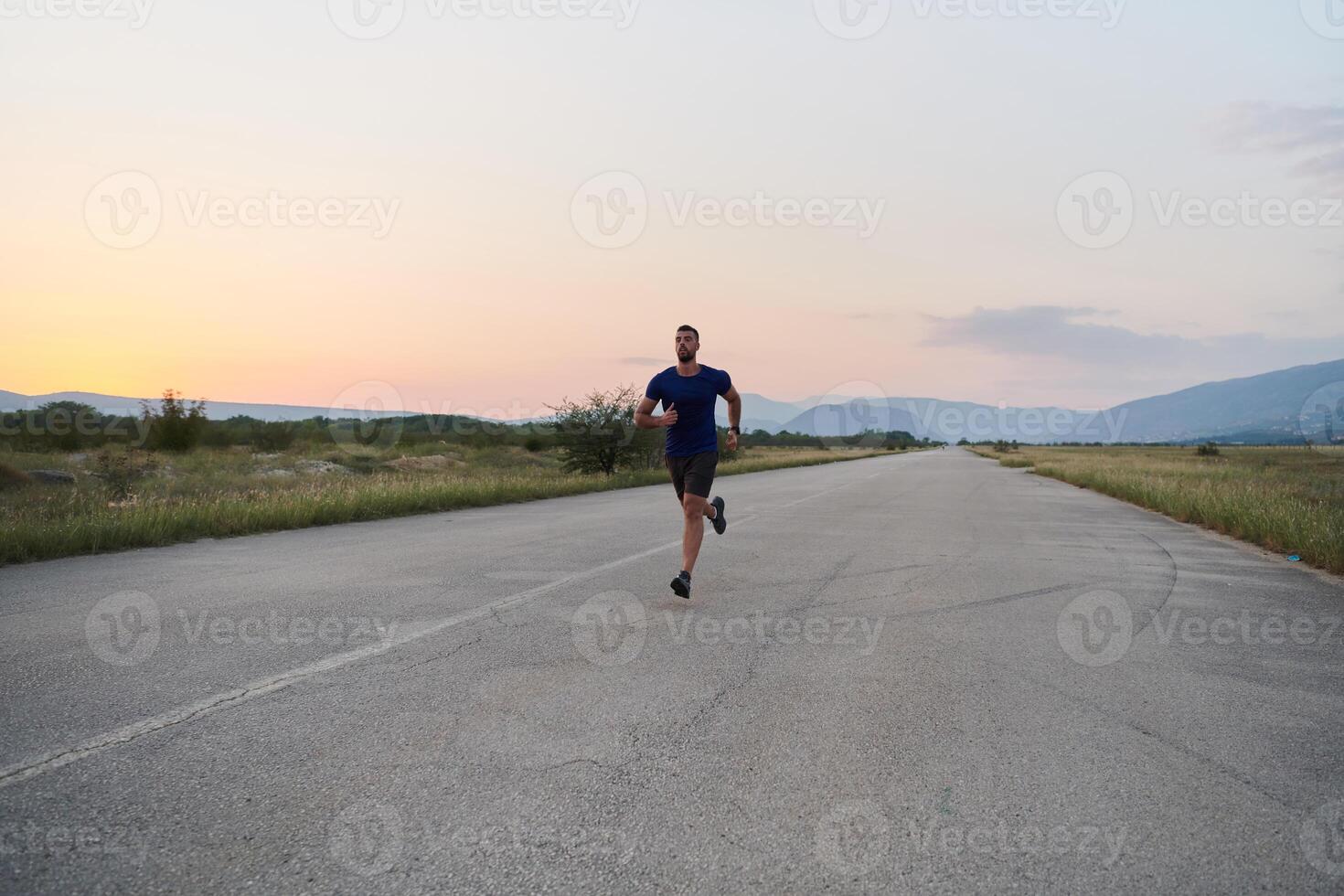 A dedicated marathon runner pushes himself to the limit in training. photo