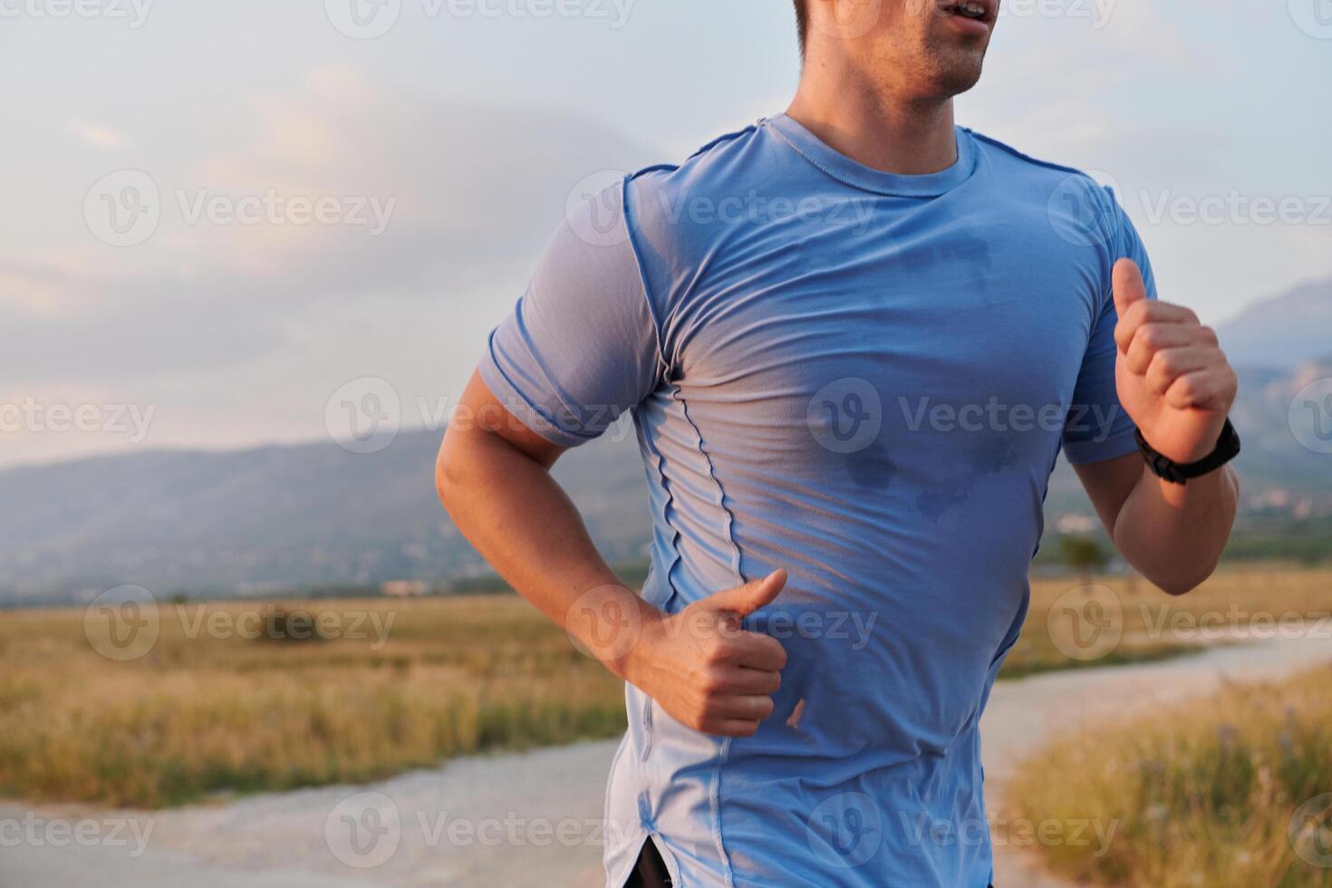 A dedicated marathon runner pushes himself to the limit in training. photo