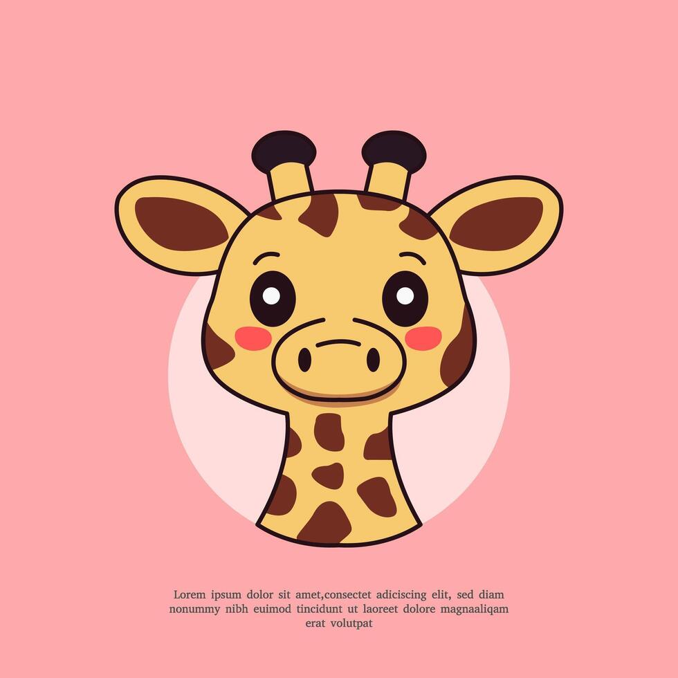 cute illustration of giraffe head in flat design style vector