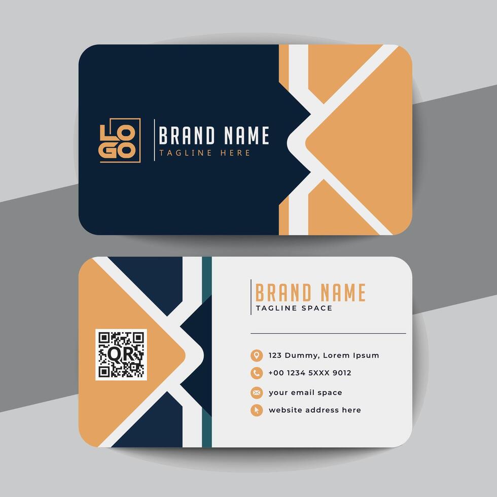 Blue and yellow elegant visiting card template vector