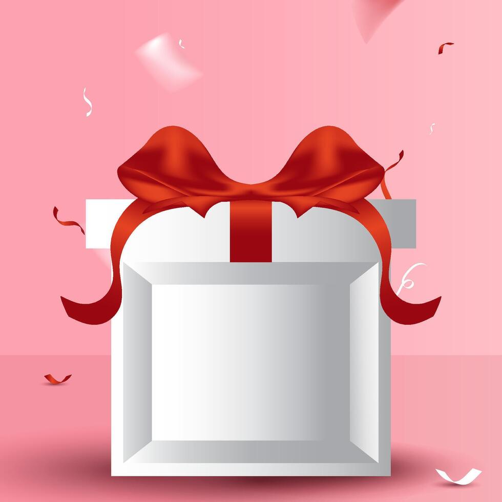 The box opens, releasing an explosion of confetti vector