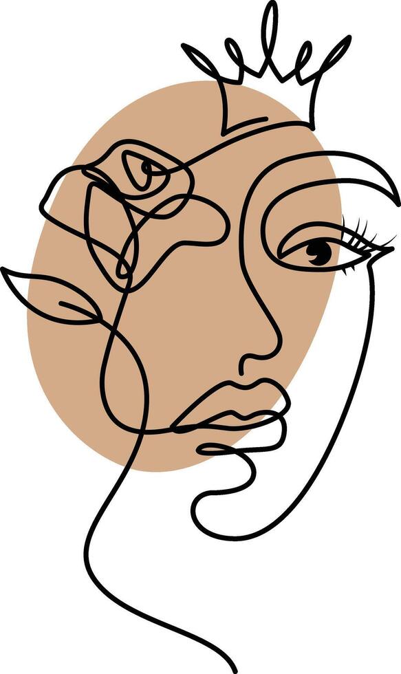 Line art beauty face logo design vector