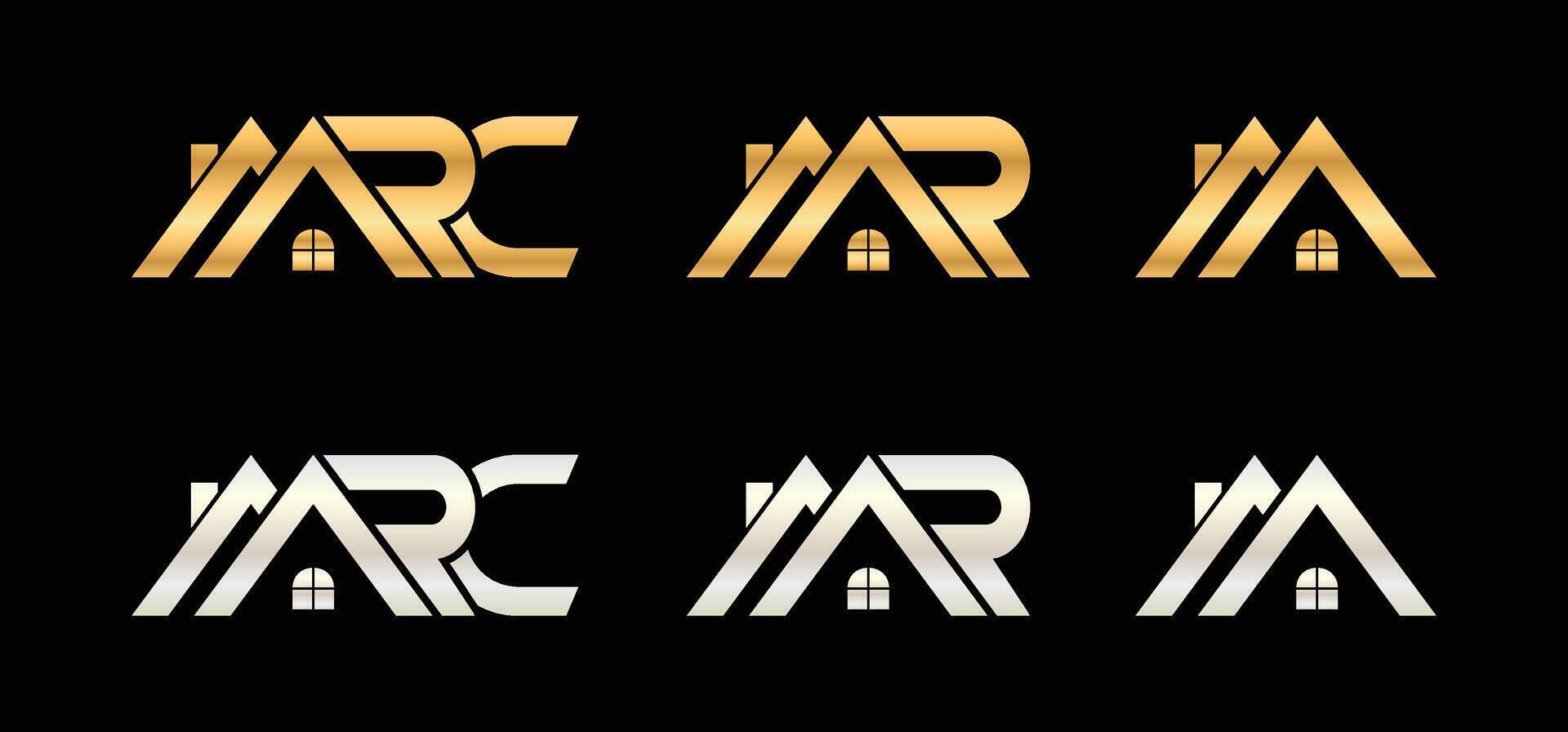 A R C house logo design real estate icons vector