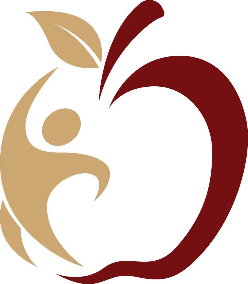 Apple health logo design with humen icon vector