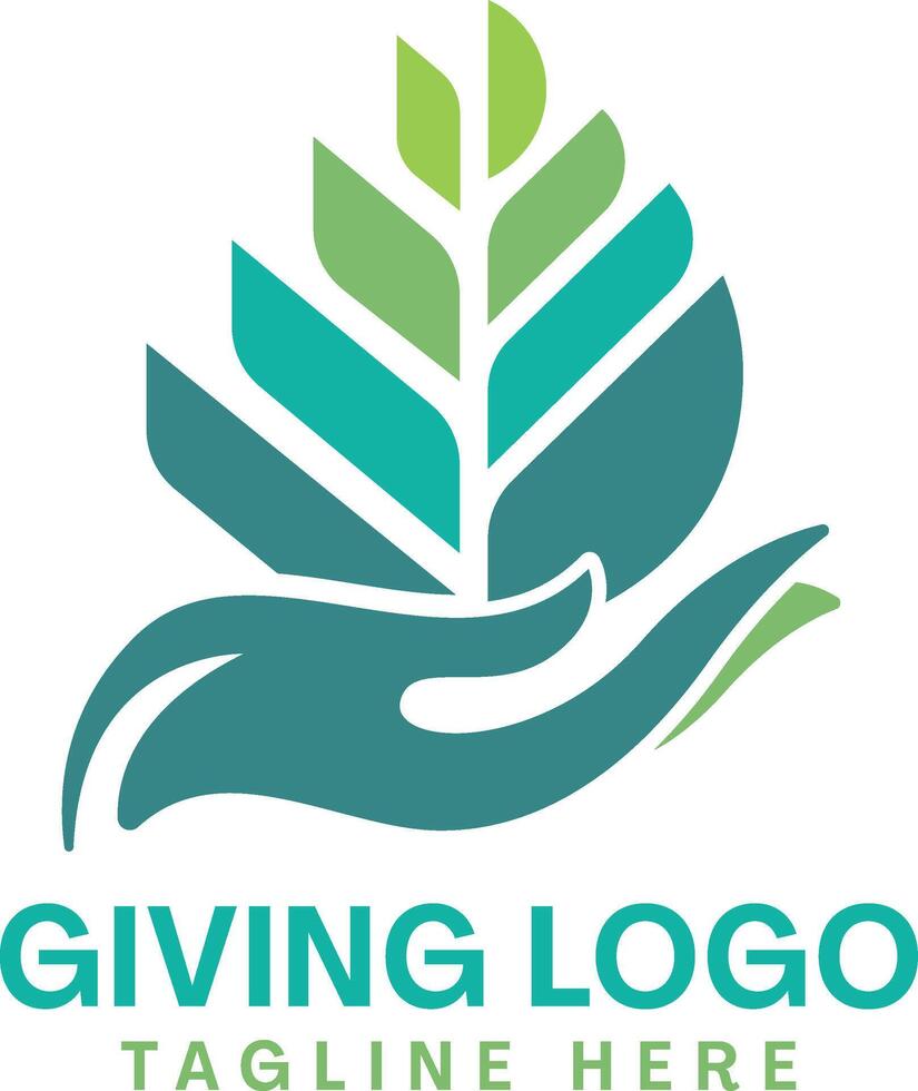 Giving hand logo design with flower icon vector
