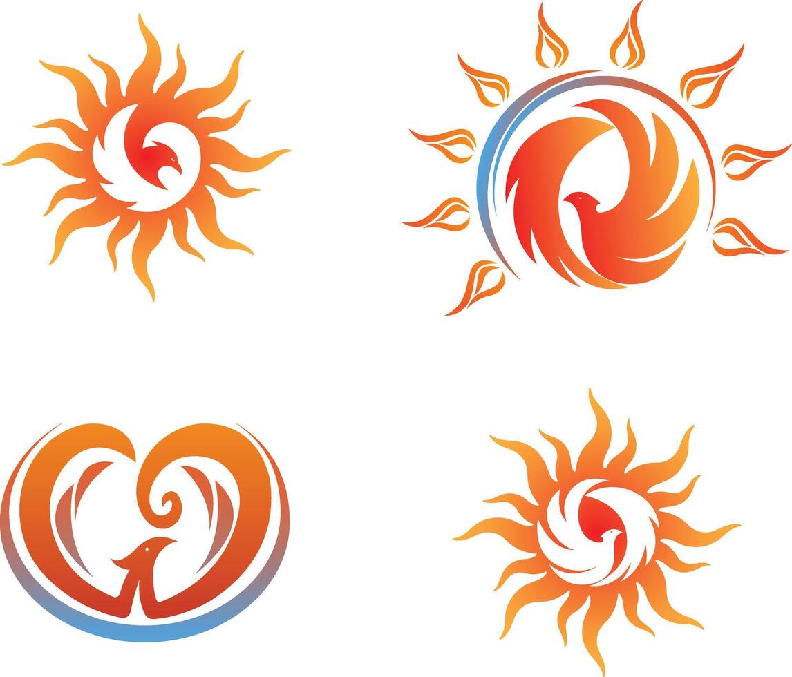 Phoenix bird logo design icon set vector