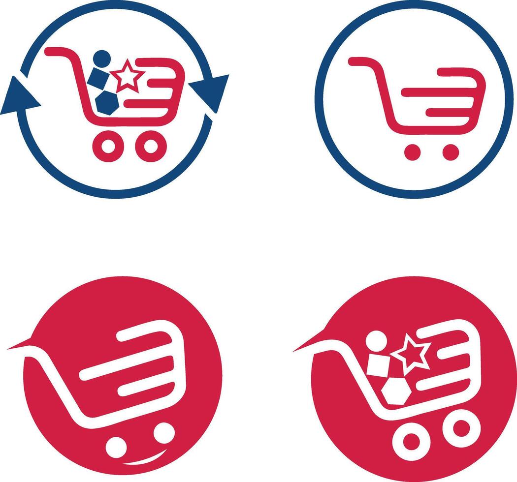 Shopping cart logo design icons set vector