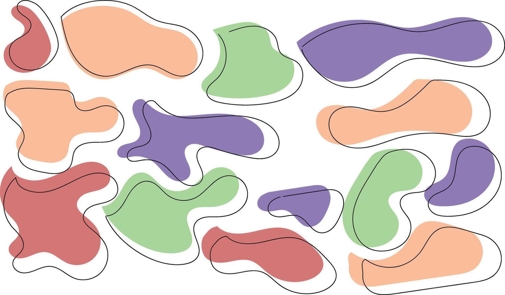 Organic amoeba blob shape abstract colorful illustration isolated on white background. Set of irregular round blot form graphic element. doodle drops collection. Contemporary banner vector