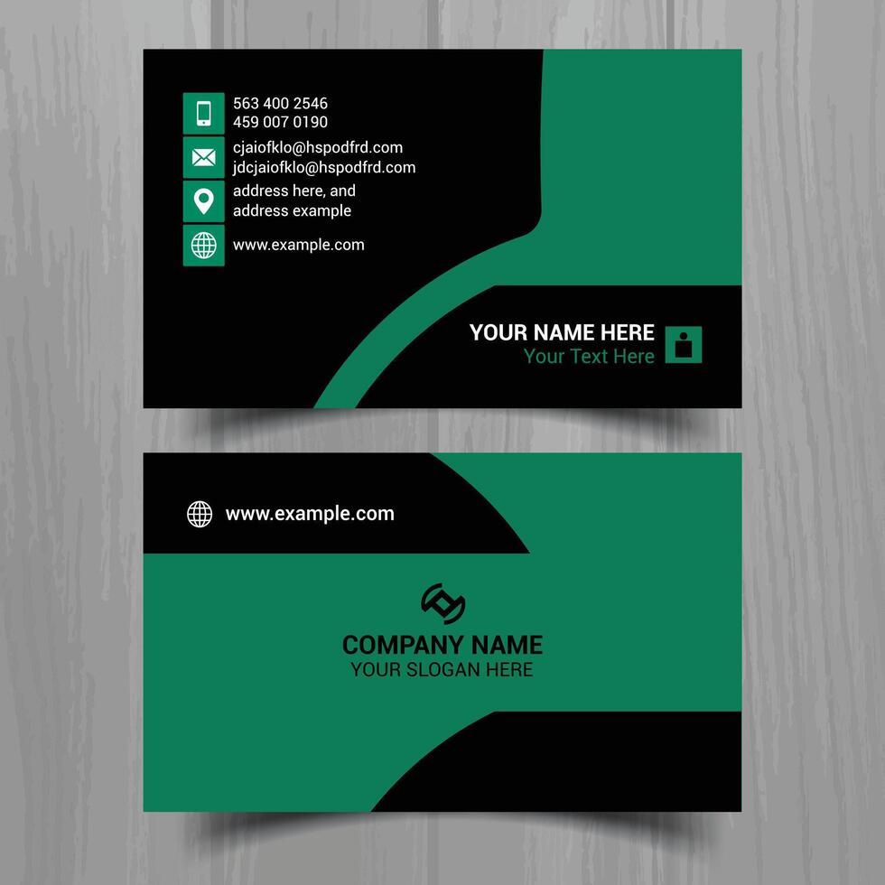 Horizontal Green and deep grey color business card vector