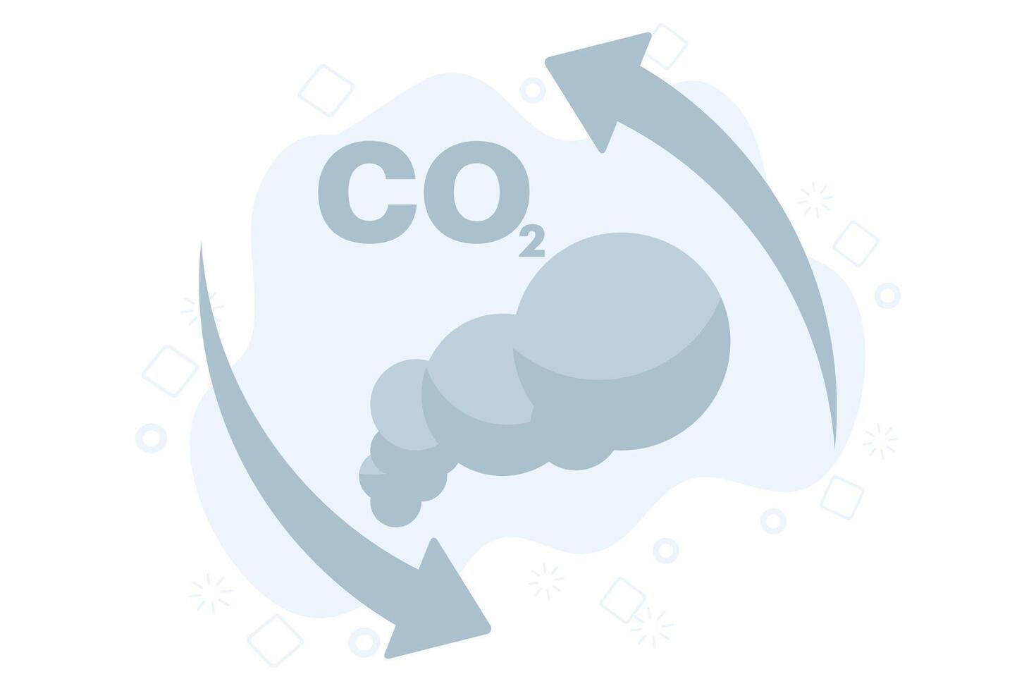 CO2 smoke concept. Up Down Arrow Illustration of Cloud Carbon Dioxide Emissions. Air and environmental pollution. air cleanliness standards. Flat illustration isolated on background. vector