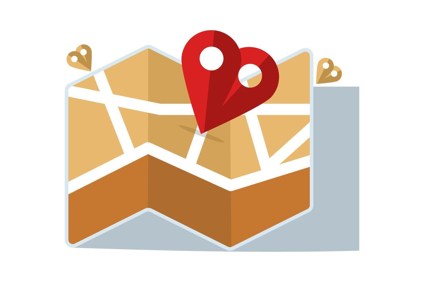 Map concept with location pin, place pin pointer with city map logo icon, marker label, destination, desired location in seven with map and location pin. flat illustration on background. vector