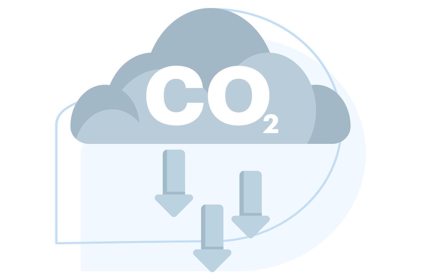 CO2 smoke concept. Up Down Arrow Illustration of Cloud Carbon Dioxide Emissions. Air and environmental pollution. air cleanliness standards. Flat illustration isolated on background. vector