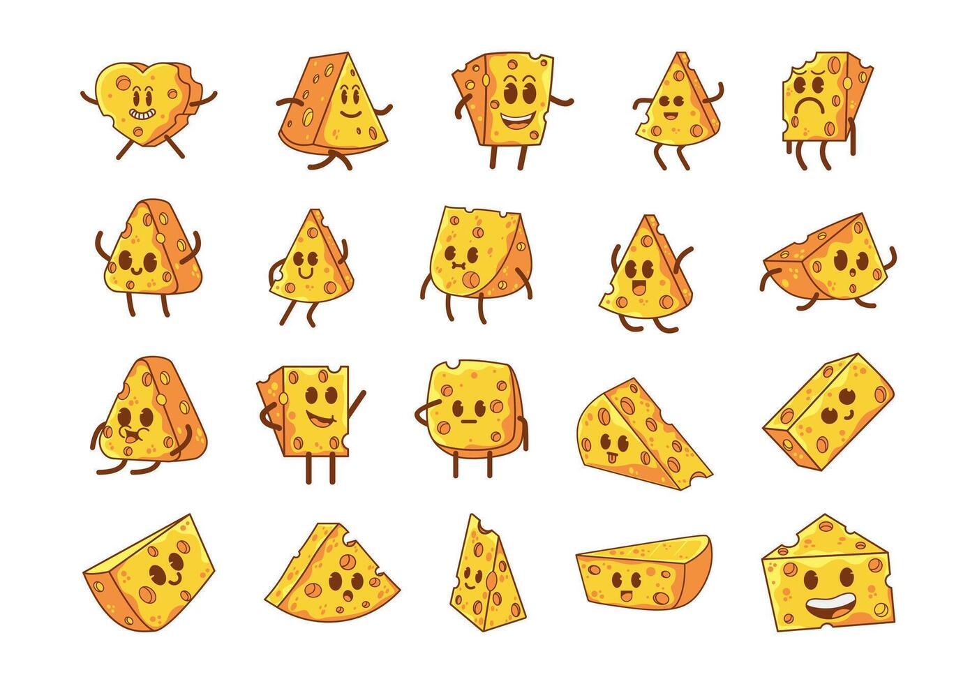Cute Cheese Character Element Set vector