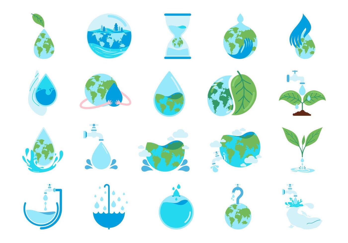World Water Day Illustration Element Set vector
