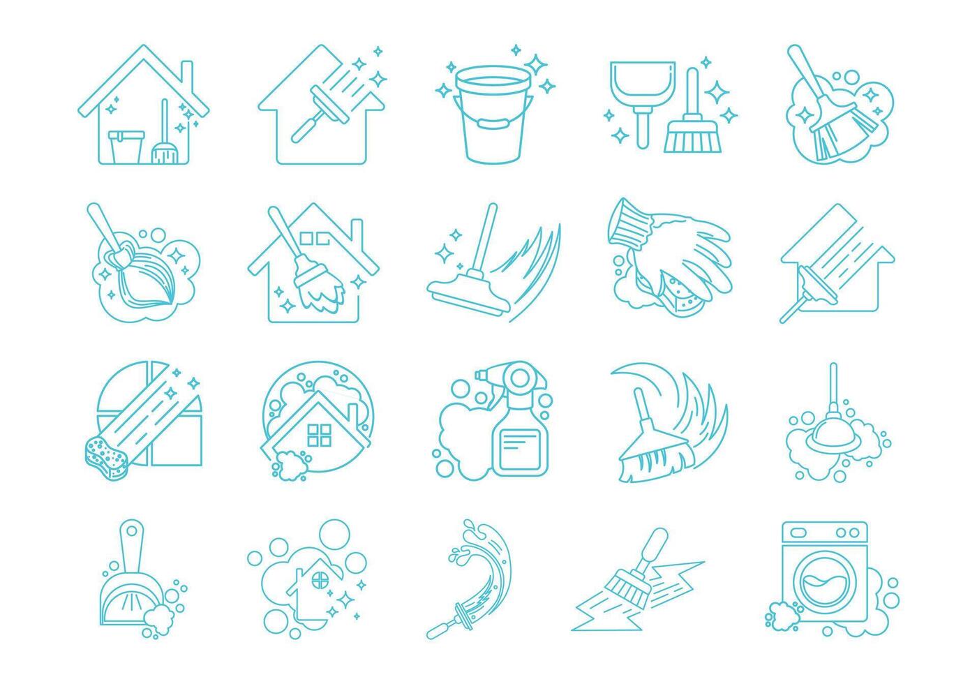 Cleaning Service Logo Line Element Set vector