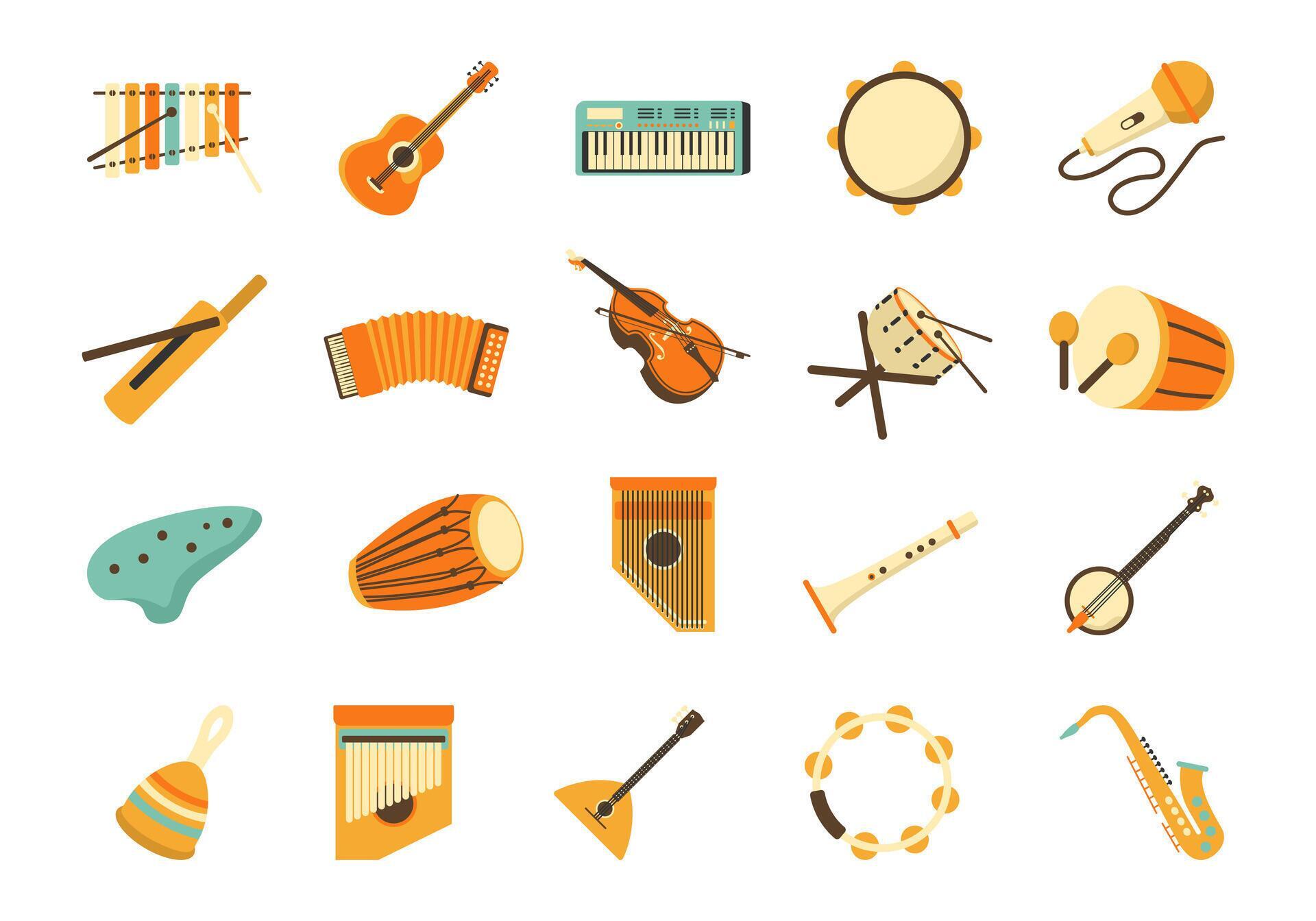 Flat Musical Instruments Element Set 45856080 Vector Art at Vecteezy