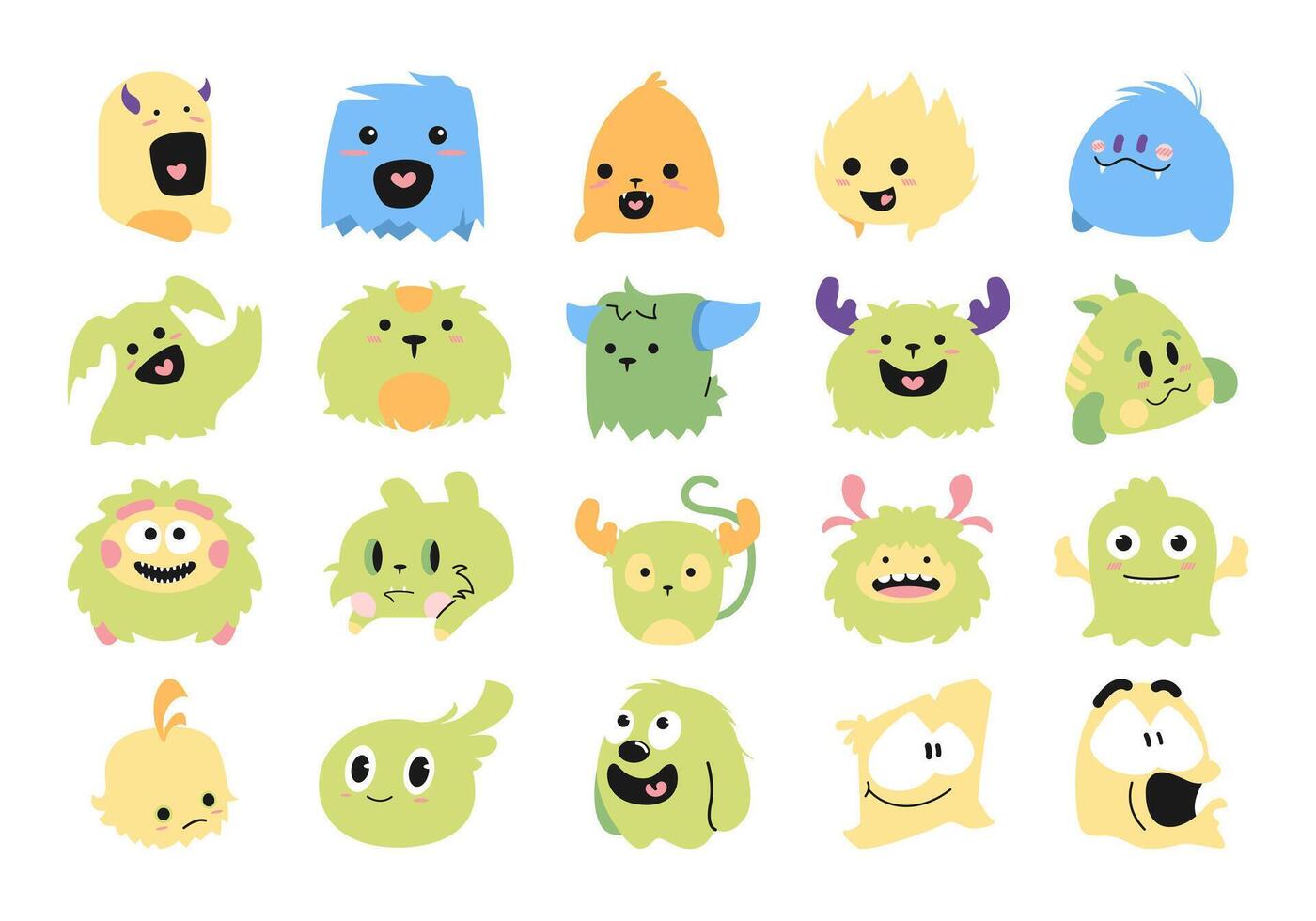 Cute Doodle Monster Element Set vector
