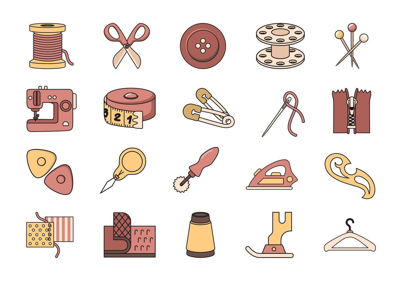 Sewing Tools Illustration Element Set vector