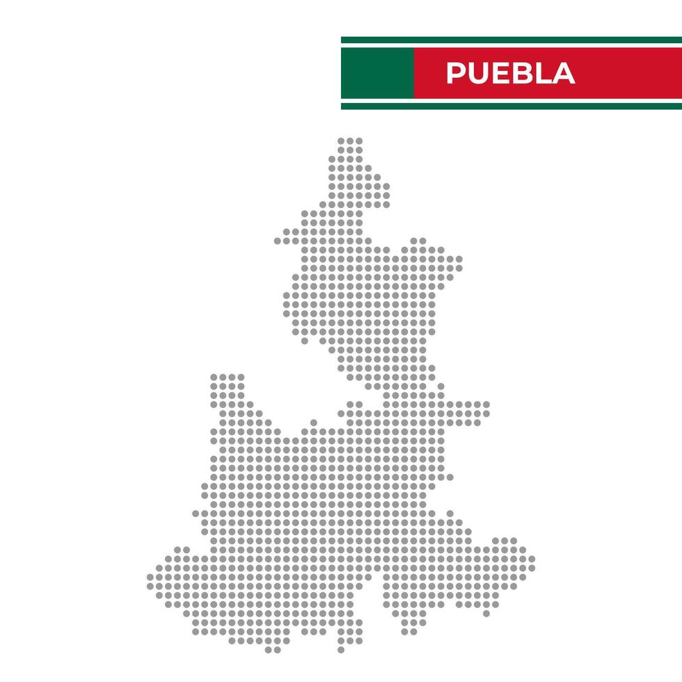 Dotted map of the State of Puebla in Mexico vector