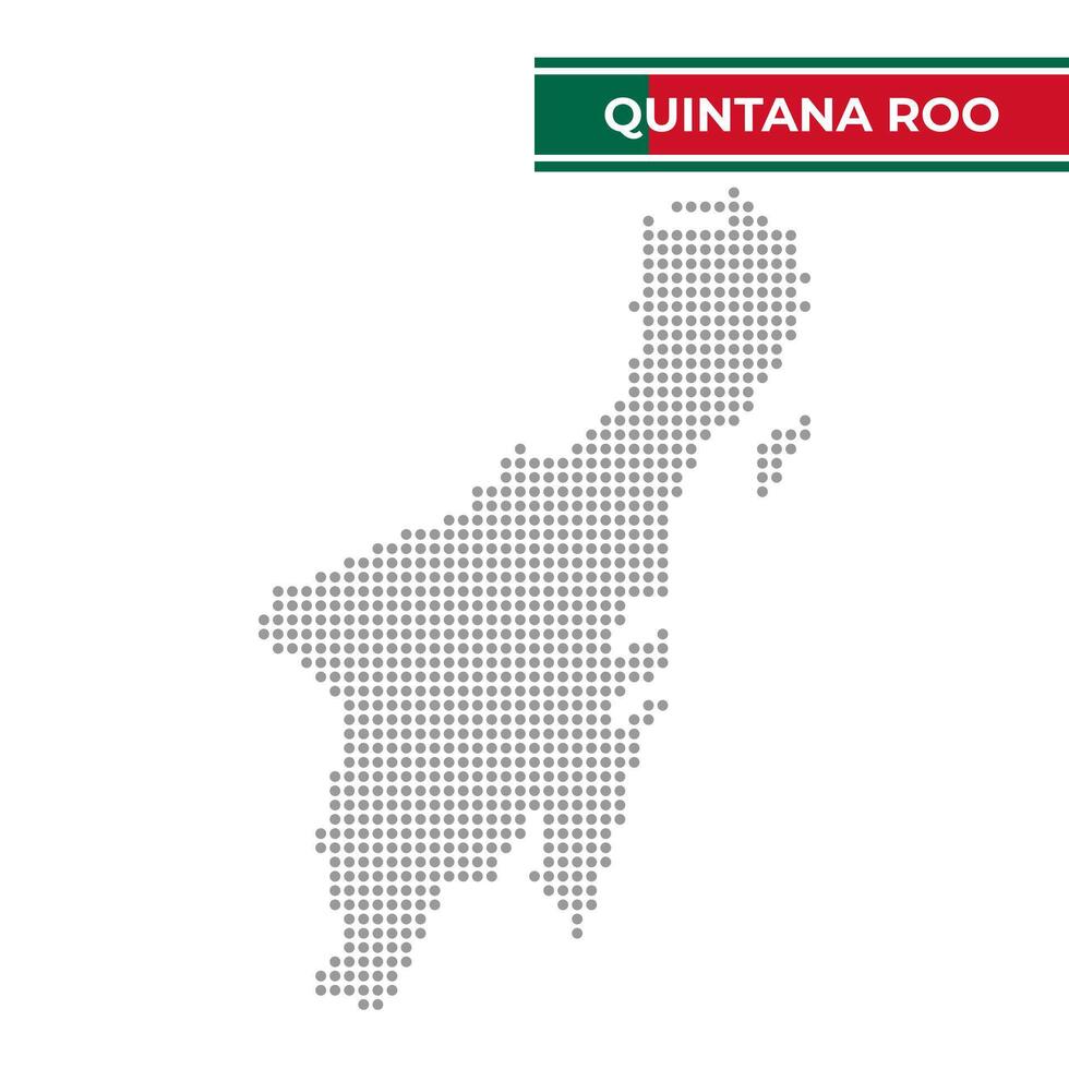 Dotted map of the State of Quintana Roo in Mexico vector