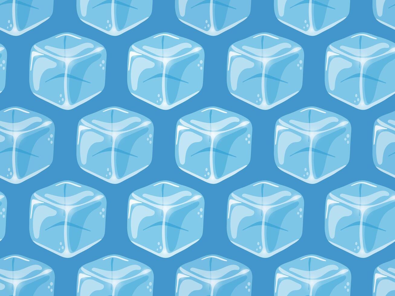 Ice cube seamless pattern on blue background vector