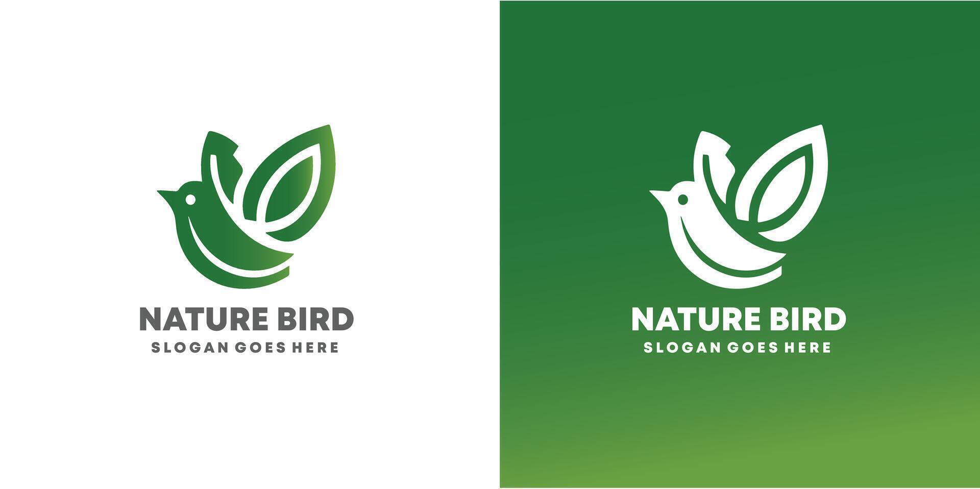 Nature bird logo with bird and leaf design Pro style and Pro SVG vector