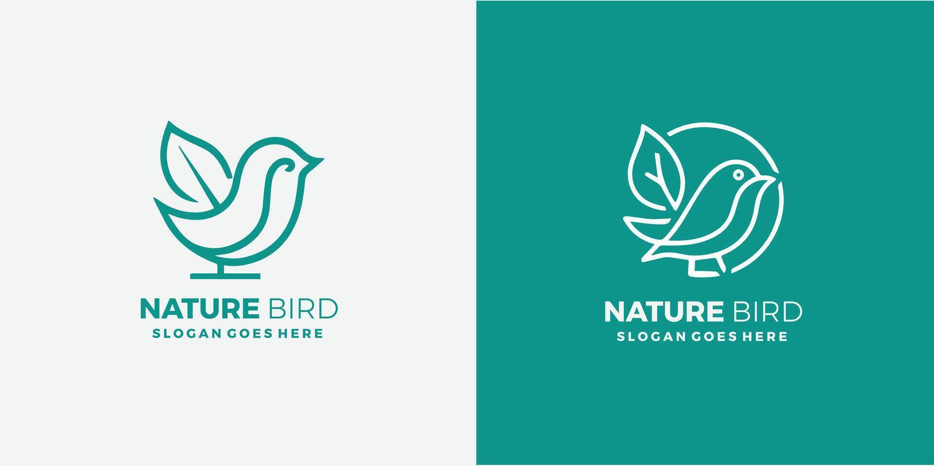 Nature bird logo with bird and leaf design Pro style and Pro SVG vector