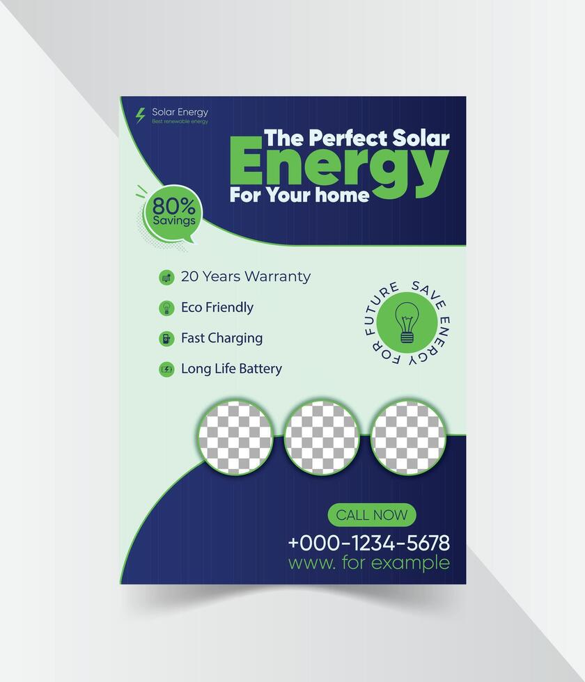 solar energy poster or flyer design template vector