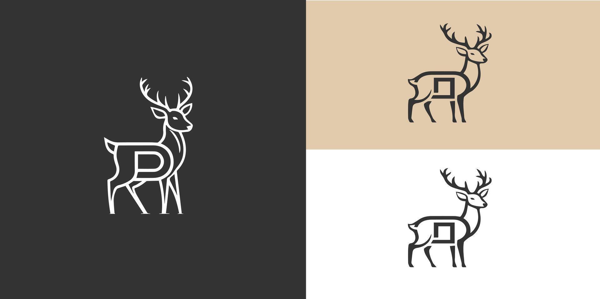 D initial letter with deer horn Free concept and Free SVG vector