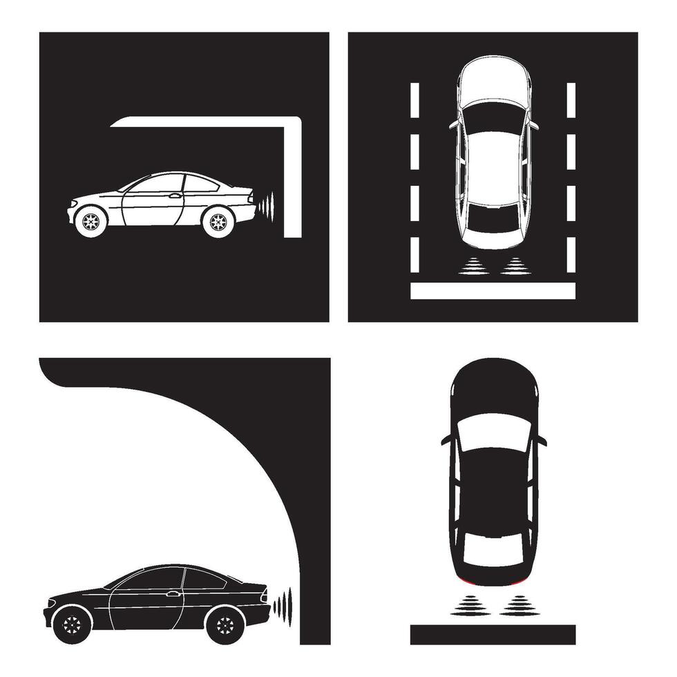 Car parking sensor signal icon vector