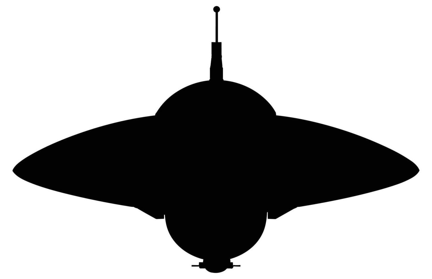 UFO alien spacecraft black silhouette, simple alien ship symbol, space flying saucer. vector