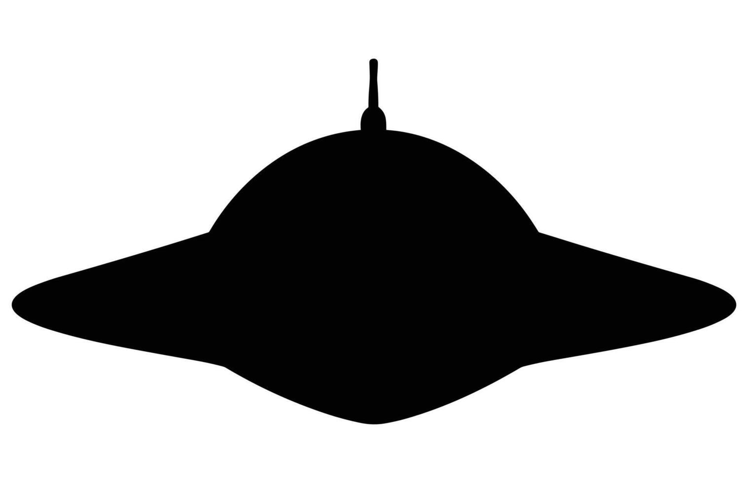 UFO alien spacecraft black silhouette, simple alien ship symbol, space flying saucer. vector