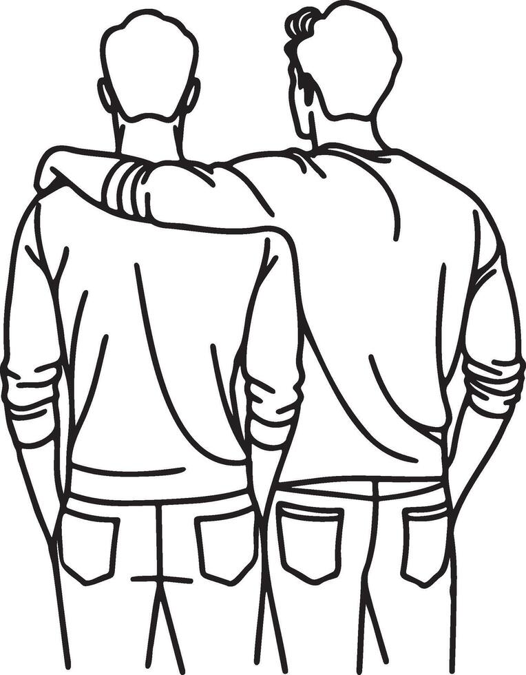 Friends Sketch Drawing. vector