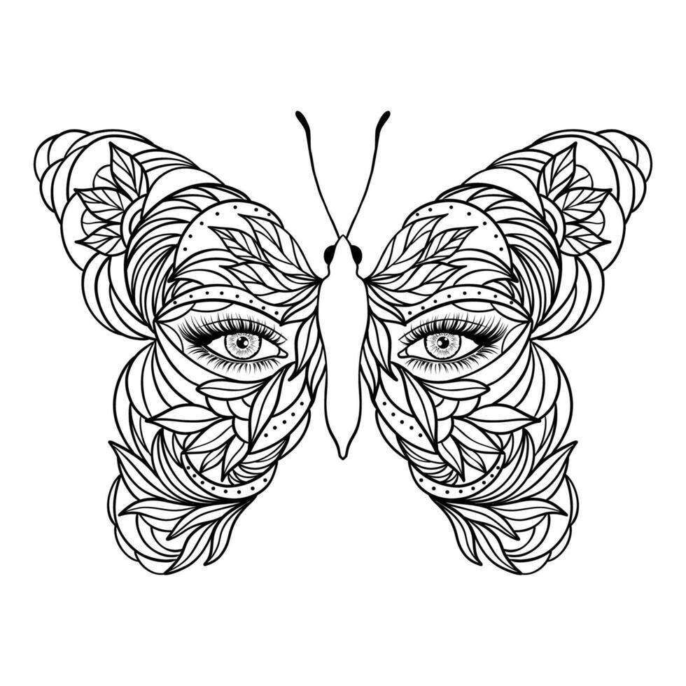 Butterfly with female eyes. vector