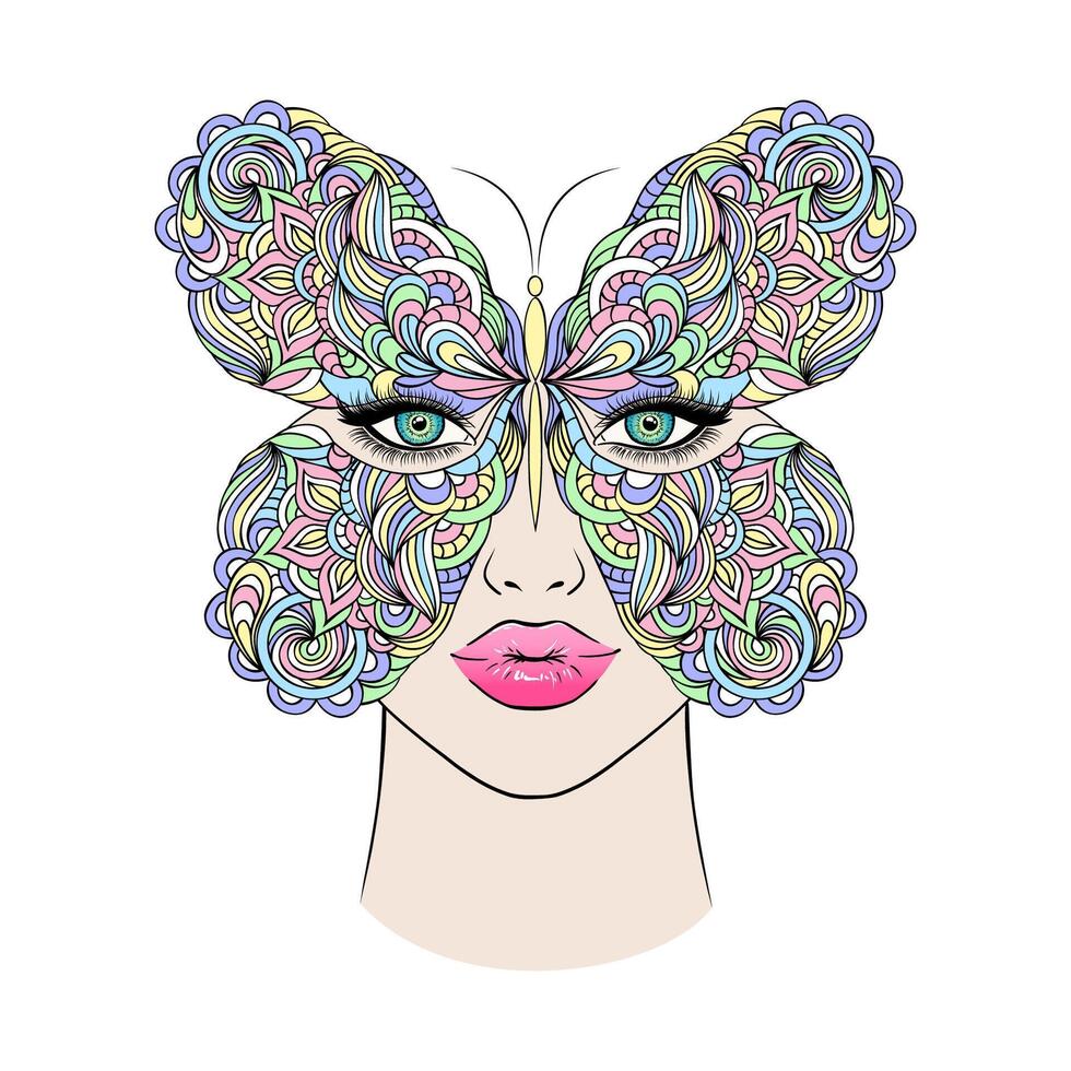 Butterfly and woman face vector