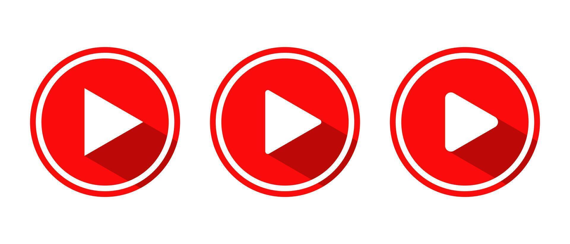 Play button icon with long shadow. player app concept vector
