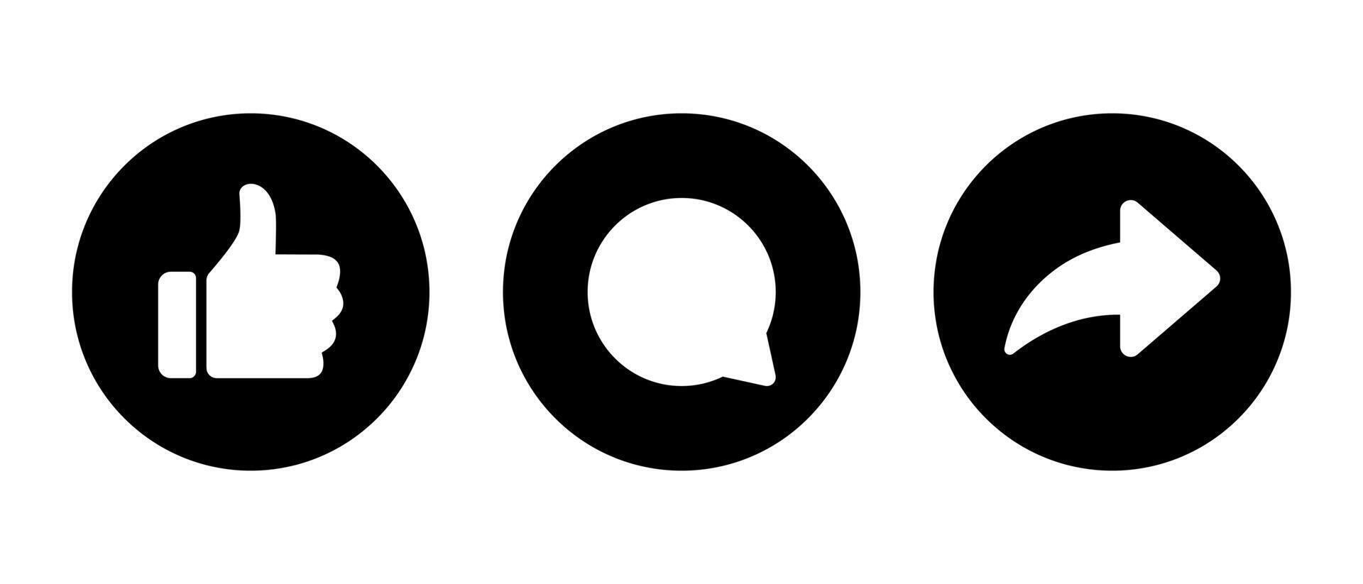 Like, comment, and shareLike, comment, and share arrow icon. Social media post reaction button vector