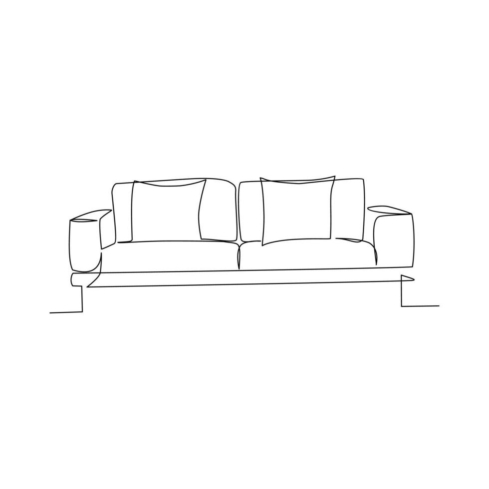 Sofa drawn in line art style vector