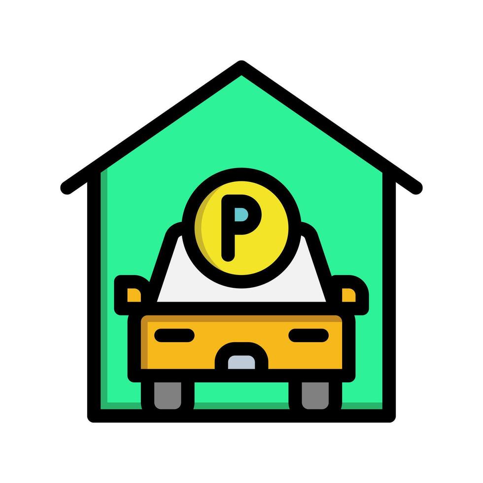 Garage flat icon. editable parking space symbol. vector