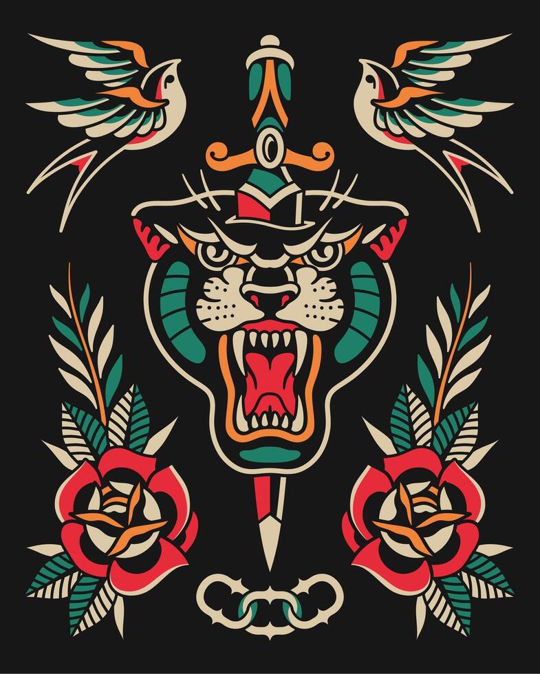 Tattoo flash design vector