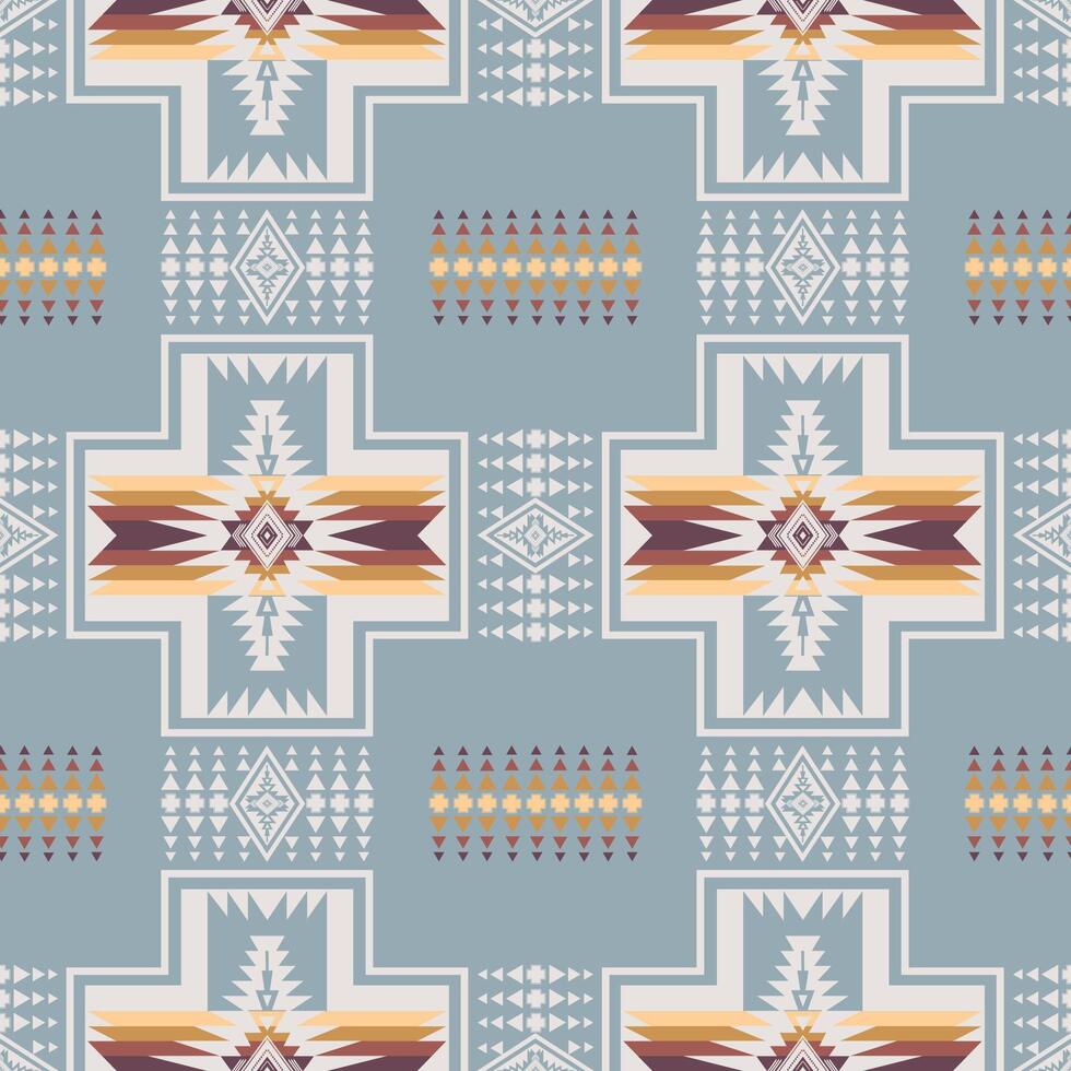 Colorful Native American geometric pattern. Colorful aztec southwestern geometric shape seamless pattern. Ethnic geometric pattern use for textile, home decoration elements, upholstery, etc. vector