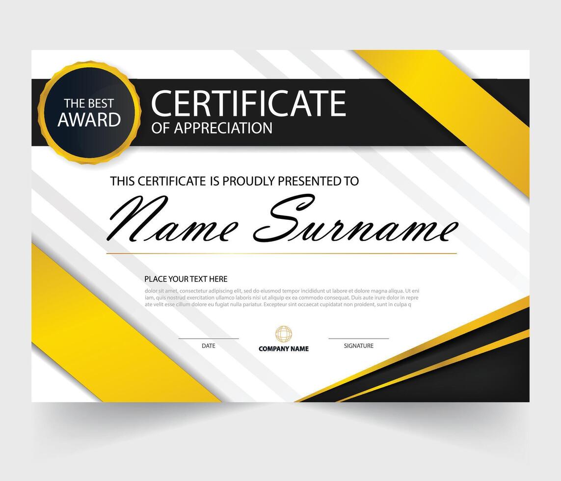 Certificate template with dynamic and futuristic polygonal color and modern background. vector