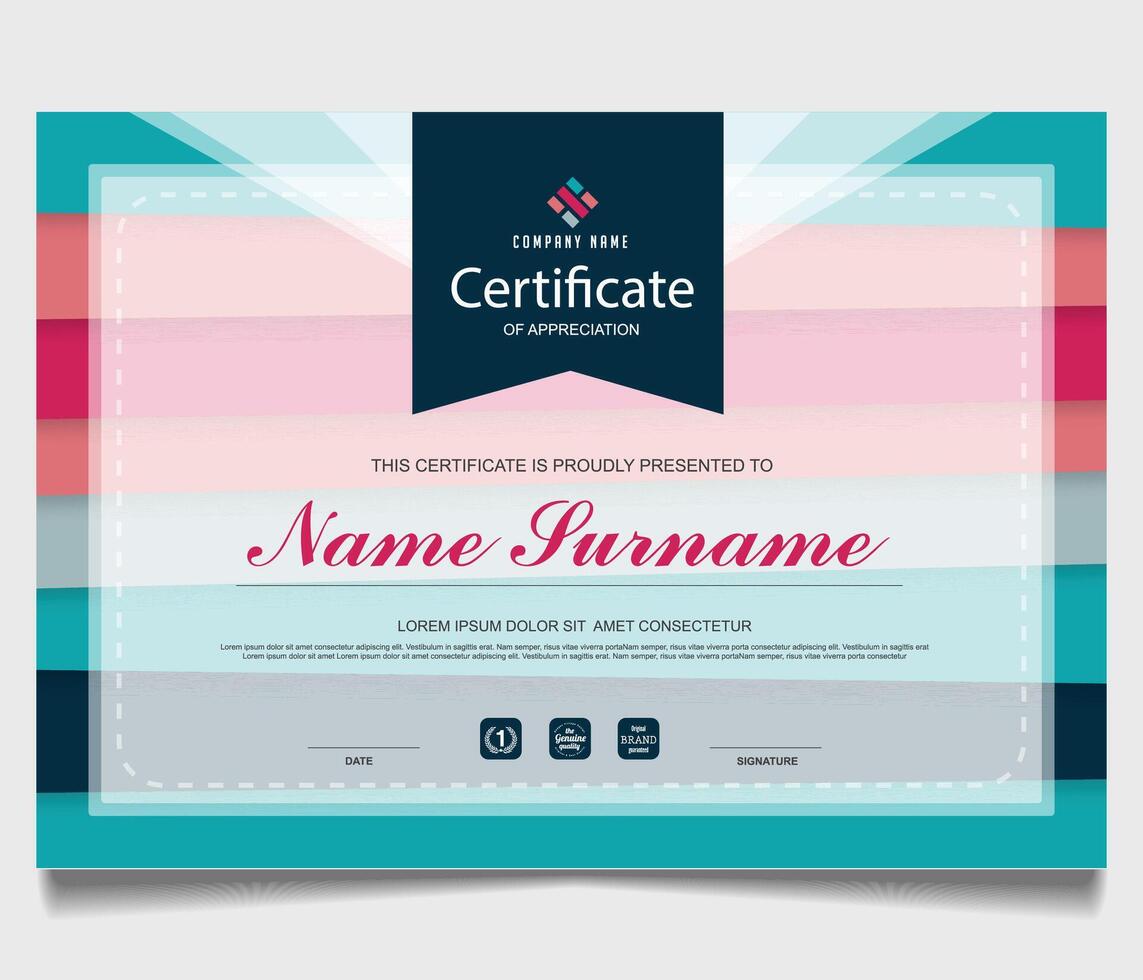 luxury certificate design for multipurpose I Multi color elegant certificate of achievement template vector