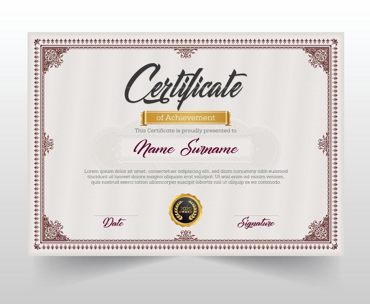 luxury certificate design for multipurpose I Multi color elegant certificate of achievement template vector