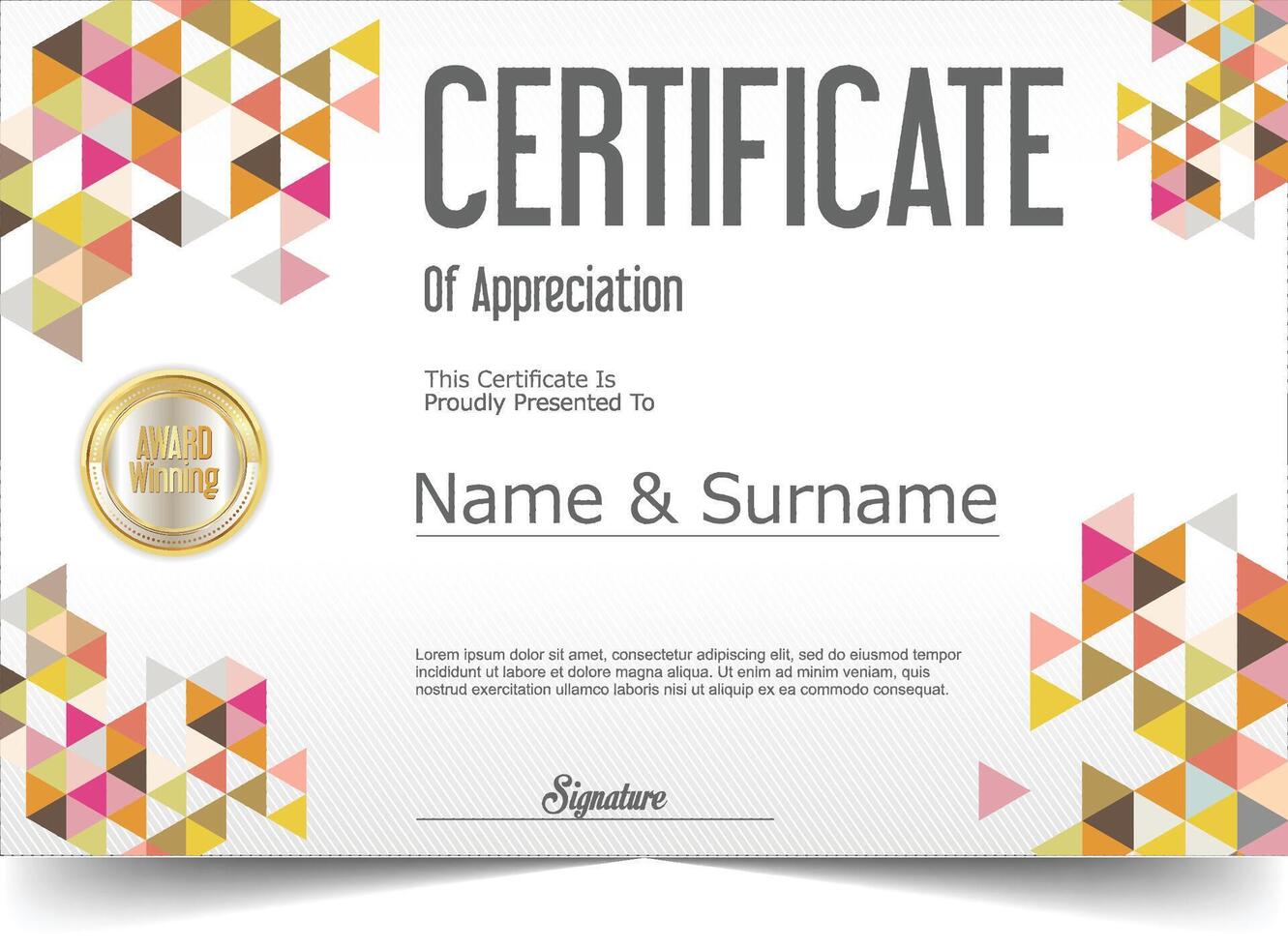 luxury certificate design for multipurpose I Multi color elegant certificate of achievement template vector
