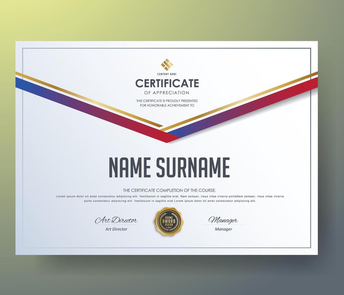 Certificate template with dynamic and futuristic polygonal color and modern background. vector