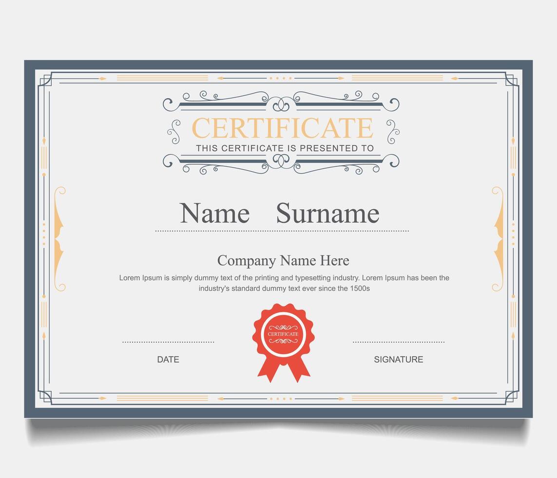 luxury certificate design for multipurpose I Multi color elegant certificate of achievement template vector