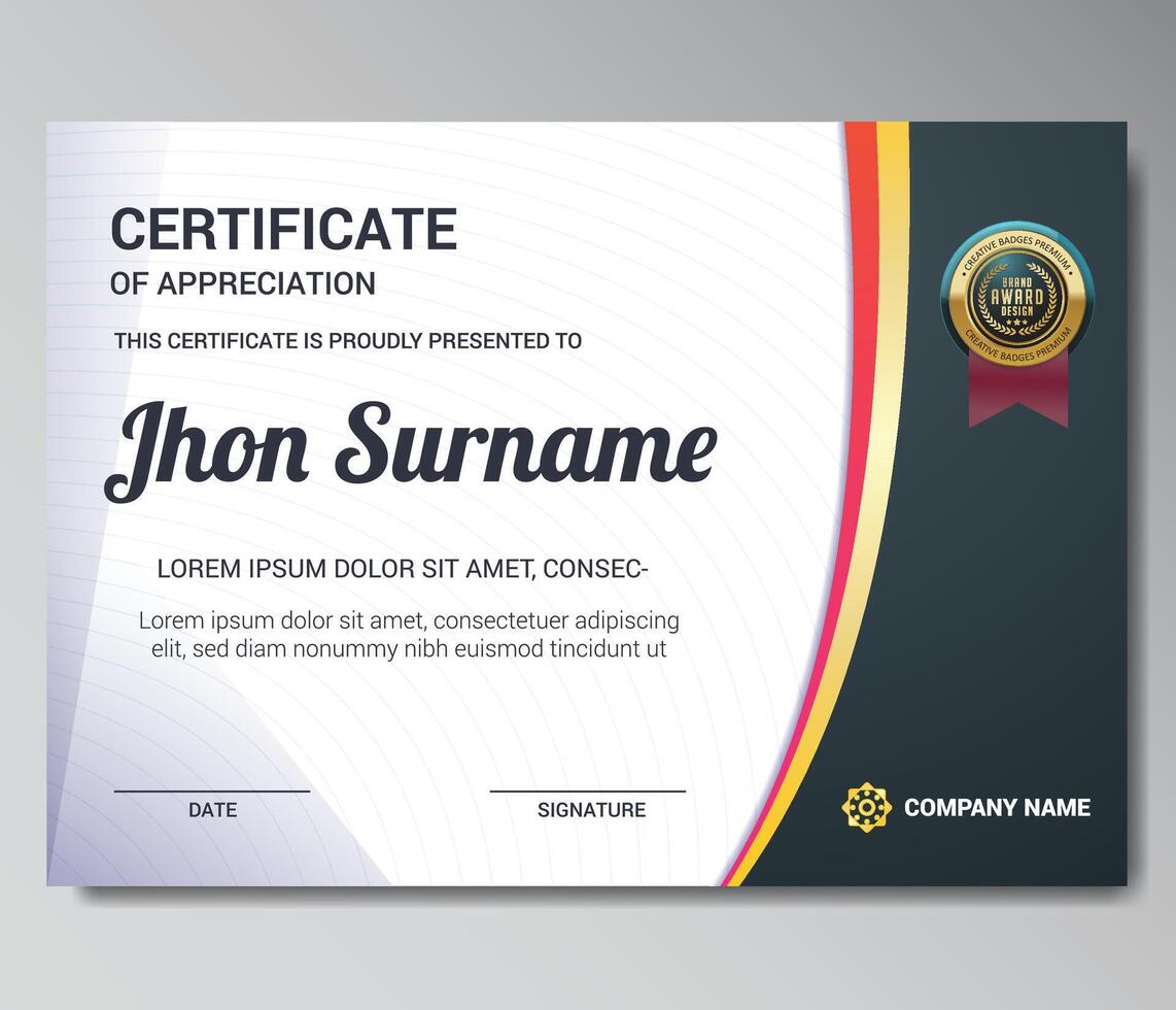 luxury certificate design for multipurpose I Multi color elegant certificate of achievement template vector