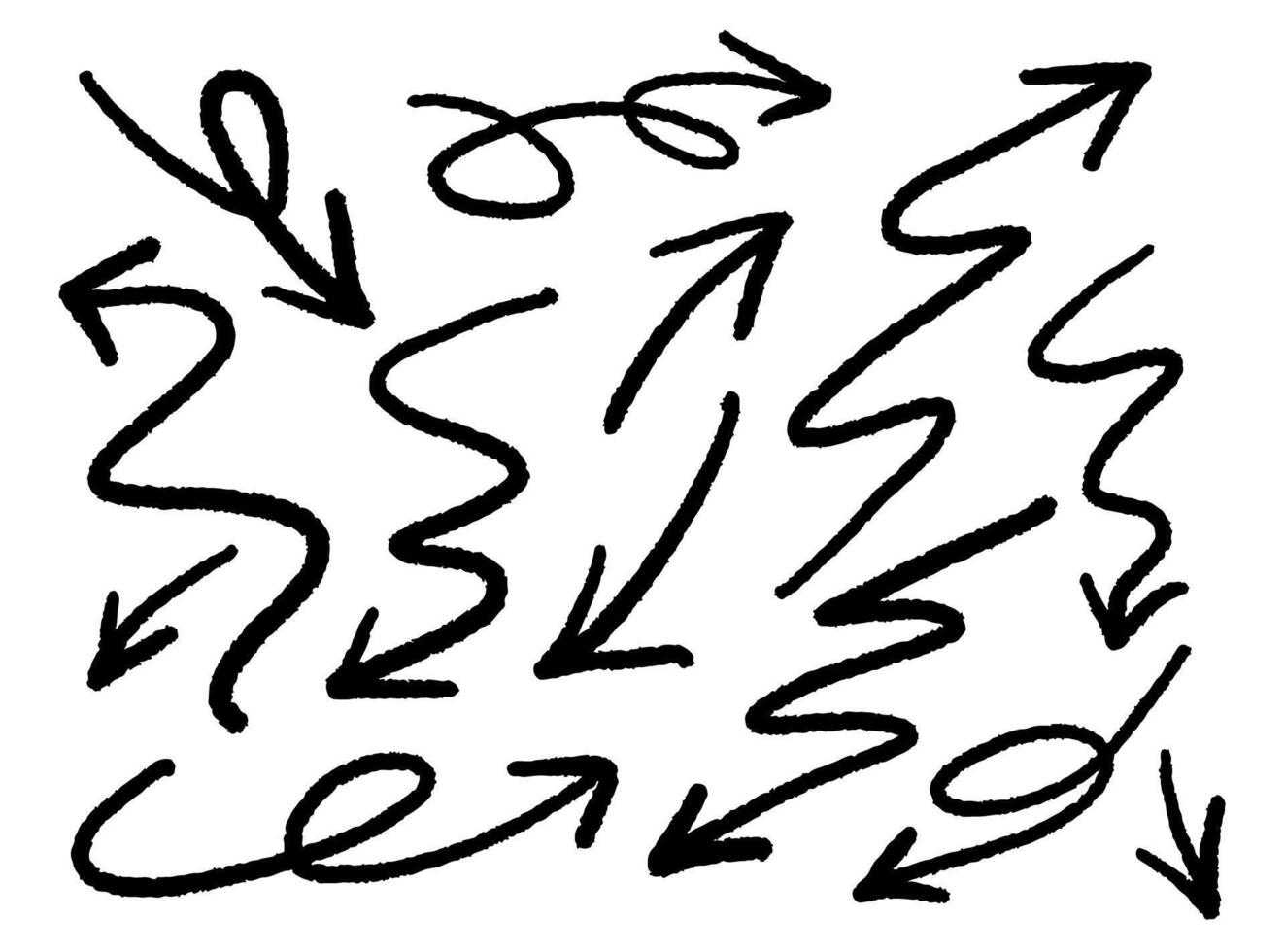 Hand-Drawn Black Arrow Doodles on White vector