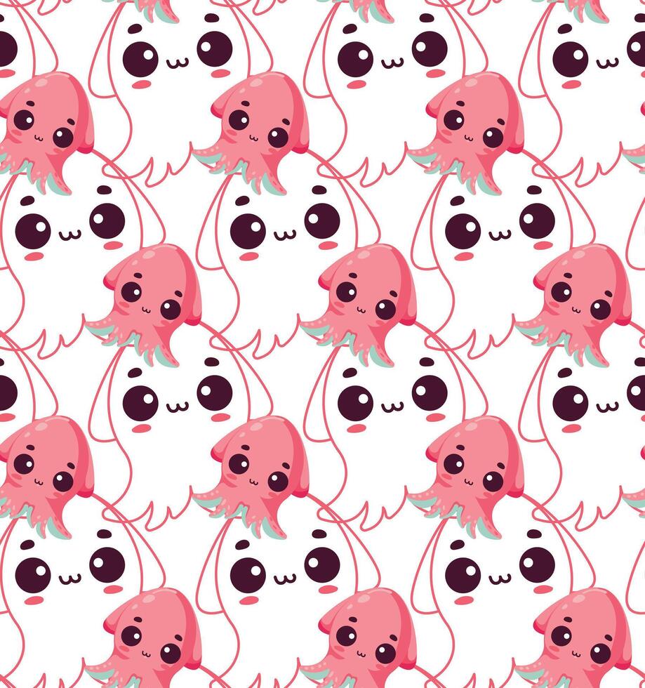 cute squid pattern design vector